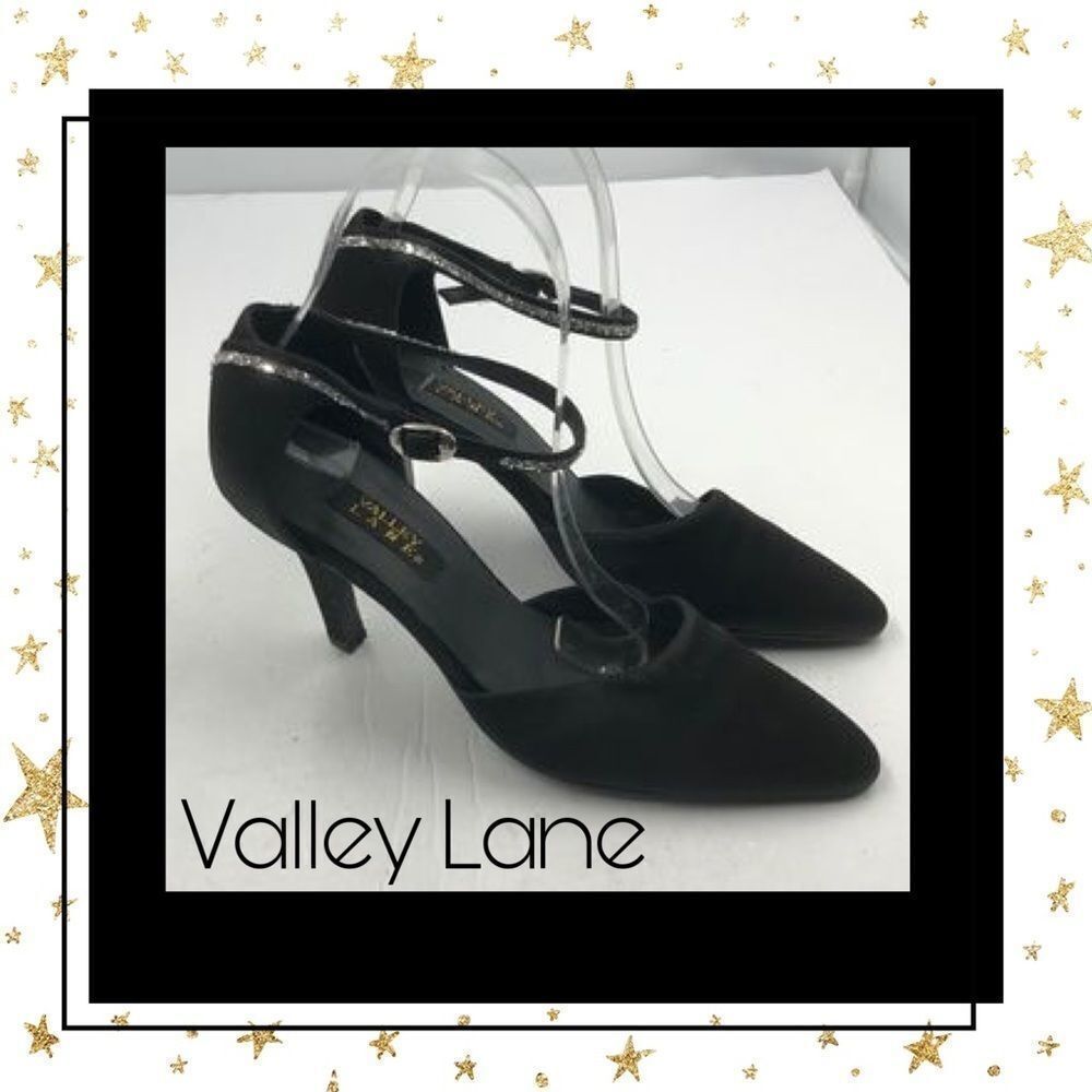 Valley Lane Women’s Black Glitter Heels 7.5 7.5M